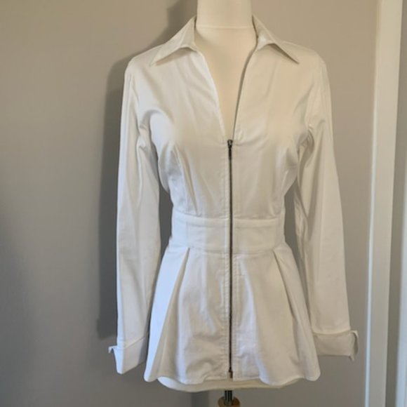 Finley White Peplum Tunic marked sz s - see comments for fit - Picture 2 of 4
